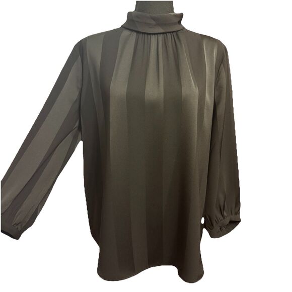 Ann Taylor Tops - Ann Taylor Blouse Medium Womens Black Striped Satin Top Office Career Minimalist